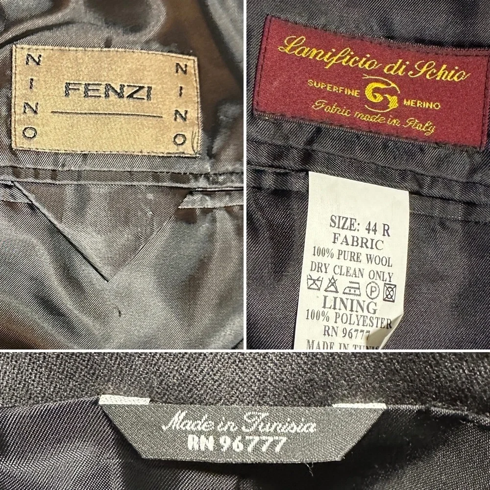 Nino Fenzi Italian Merino Wool Gray Lined Sport Coat Jacket Mens Size 44R Career